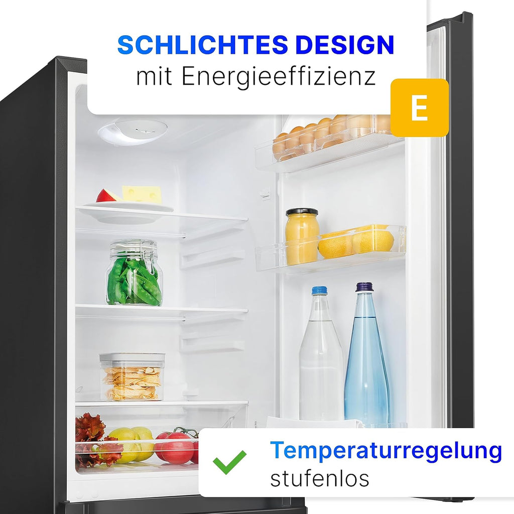 Bomann Frigo-Congelatore KG 320.2, 143 cm di Altezza, Frigo-Congelatore con Capacità 175 Litri, 3 Ripiani e 3 Cassetti, Cerniera della Porta Reversibile, Frigo-Congelatore Silenzioso 39 dB, Nero