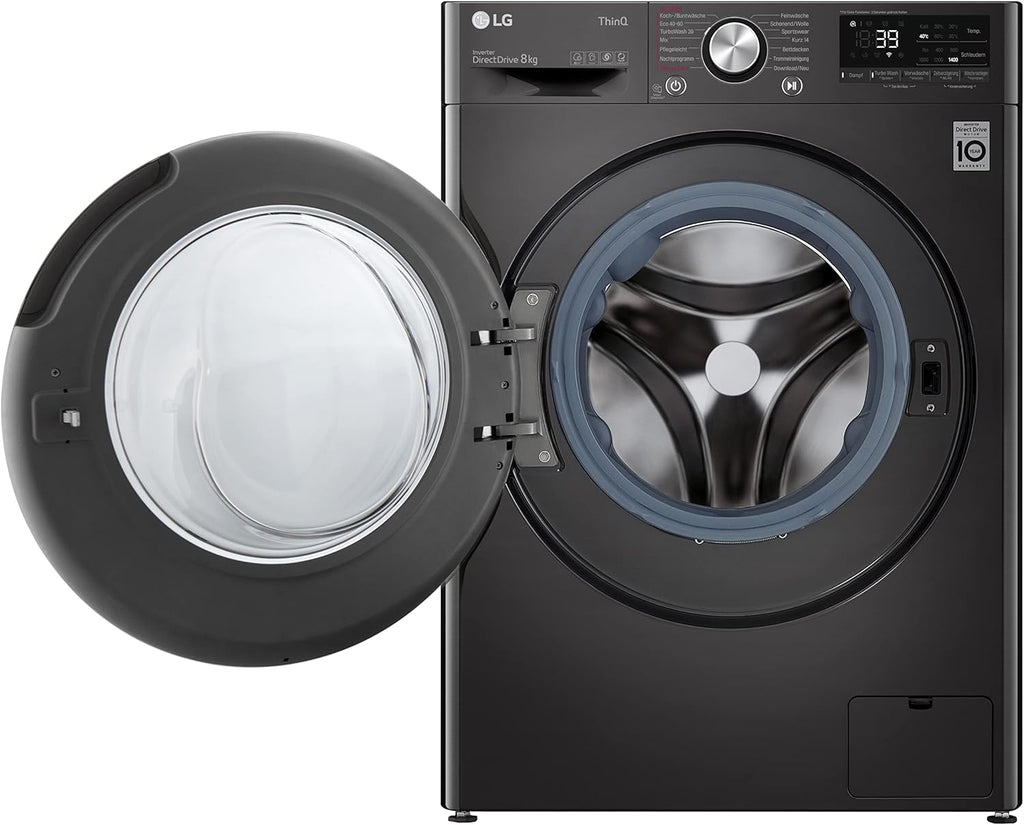 LG F4WV7080, Klasse A, Frontlader-Waschmaschine 8 kg, 1400 U/Min, AI Direct Drive, Wi-Fi, Tiefenreinigung mit Dampf, Große Kapazität, TRIPLE A, Außentür aus Sicherheitsglas, 62 x 60 x 85 cm ꟷ Weiß