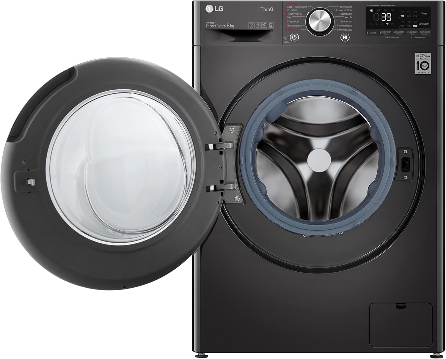 LG F4WV7080, Klasse A, Frontlader-Waschmaschine 8 kg, 1400 U/Min, AI Direct Drive, Wi-Fi, Tiefenreinigung mit Dampf, Große Kapazität, TRIPLE A, Außentür aus Sicherheitsglas, 62 x 60 x 85 cm ꟷ Weiß