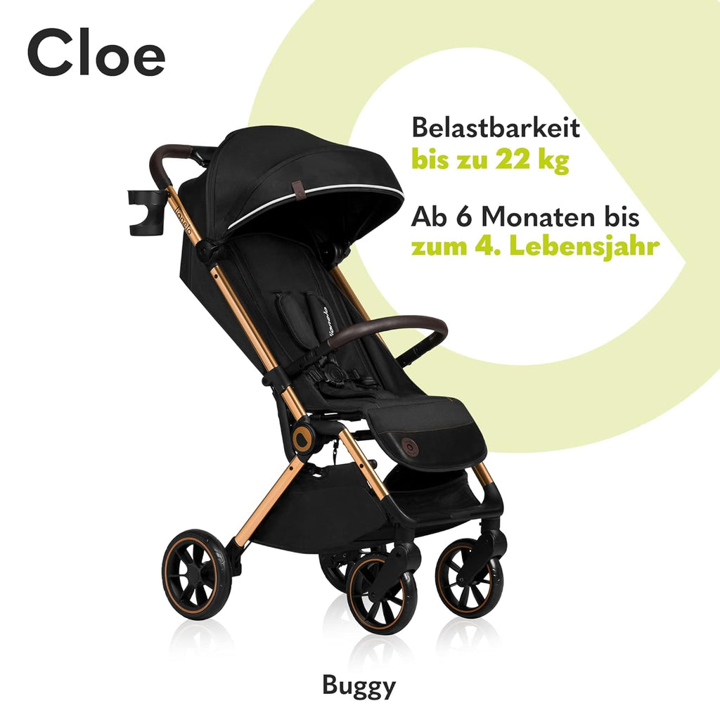 LIONELO Cloe Passeggino Pieghevole fino a 22 kg, Schienale Reclinabile Funzione Nanna, Imbracatura a 5 Punti Grandi Ruote Girevoli Zanzariera Porta Biberon Leggero Compatto Impermeabile (Grigio)