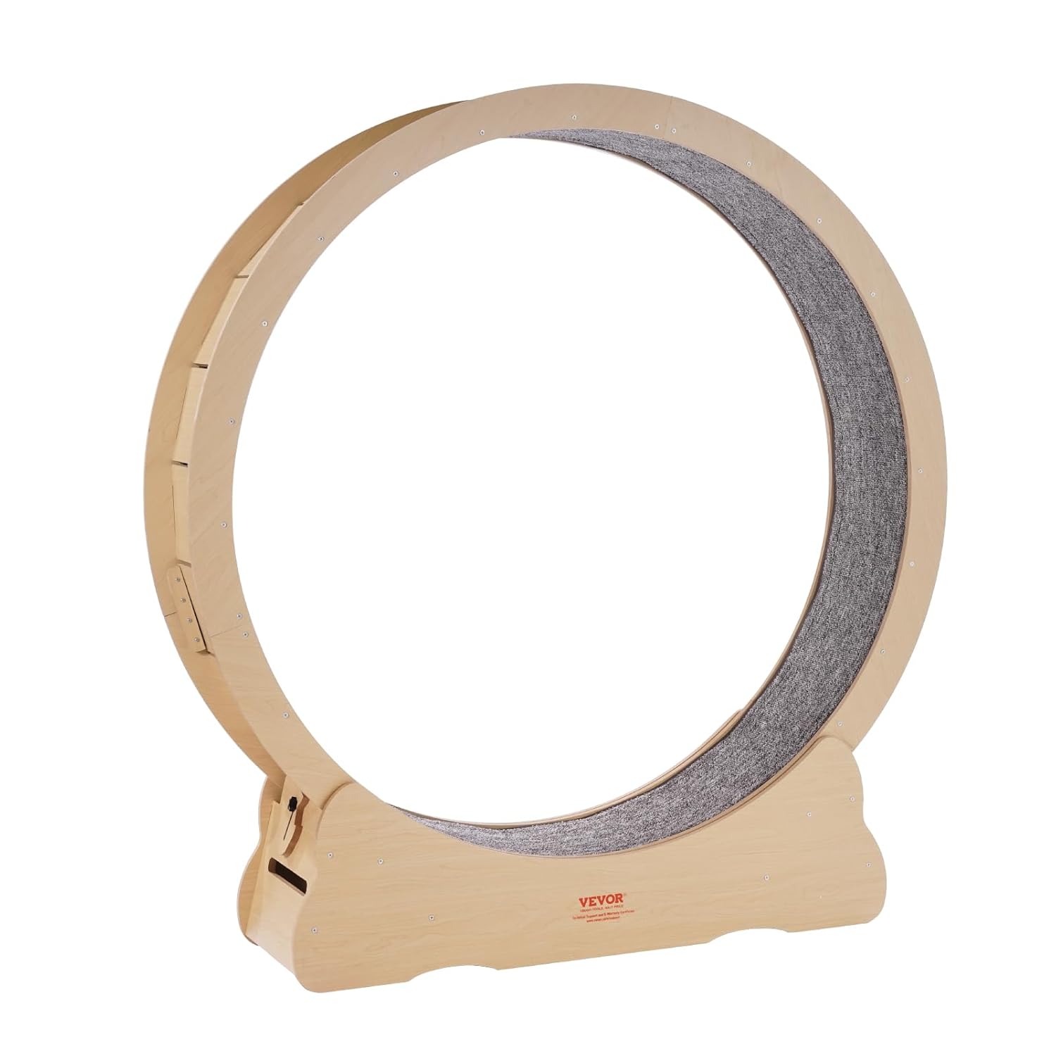 VEVOR Ruota Esercizio per Gatti in Legno, Tapis Roulant per Gatti da Interno da 132 cm, Ruota per Gatti con Moquette Rimovibile e Bacchetta Giocattolo per Gatti per Corsa/Camminata/Esercizio, Adatta per la Maggior Parte dei Gatti Fino a 13 kg