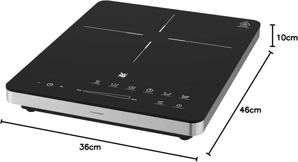 WMF Kult X Einzel- Induktionskochfeld, Kochplatte bis 28 cm, 1 Kochfeld, 8 Stufen, Topferkennung, Touch-Display, Glaskeramik, Timer-Funktion, 21 W & Stelio Wasserkocher Edelstahl 1,7l, edelstahl matt