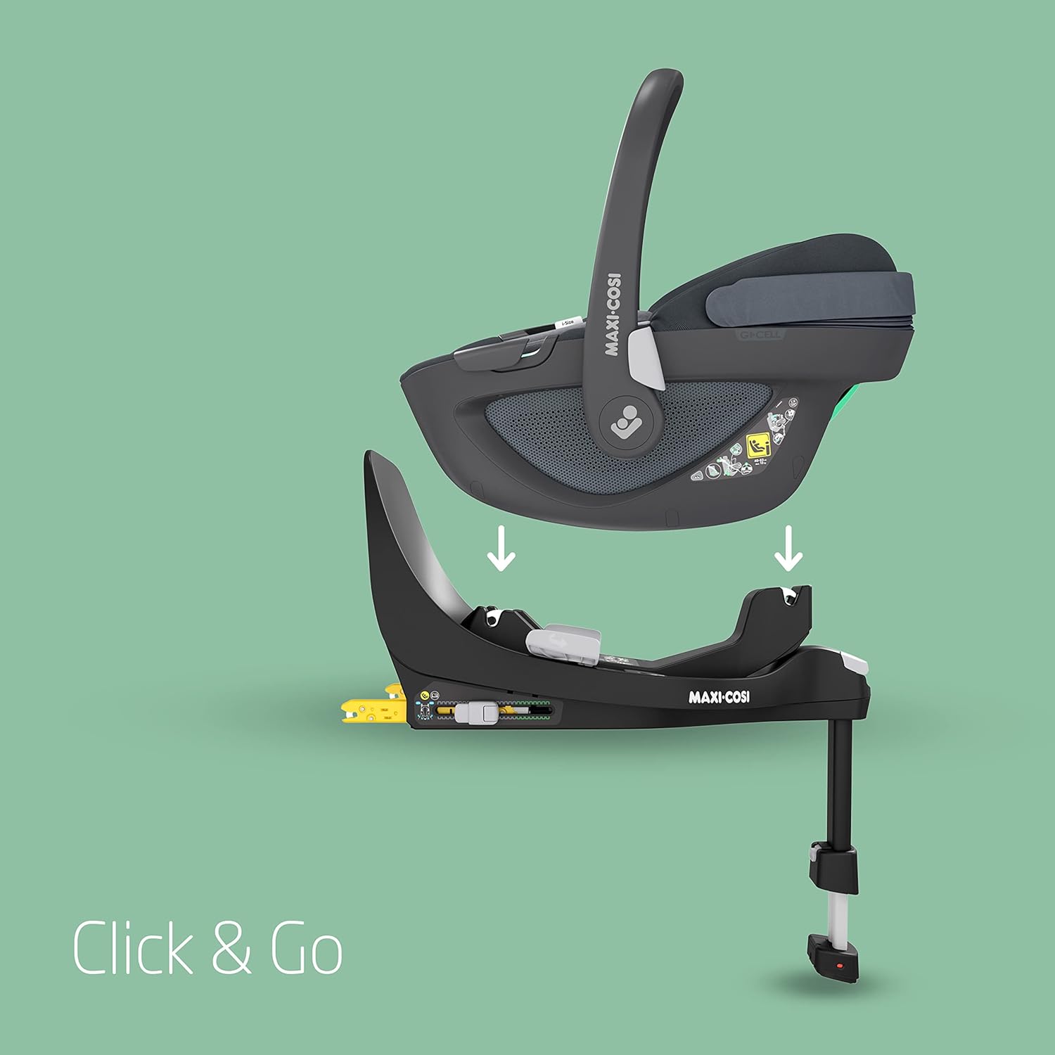 Maxi-Cosi Pebble 360 i-Size Babyschale Drehbar, Neugeborenen Autositz 360 Grad, 0–15 Monate (40–83 cm), Drehung mit einer, ClimaFlow, Easy-In-Gurt, G-CELL Seitenaufprallschutz, Essential Graphite