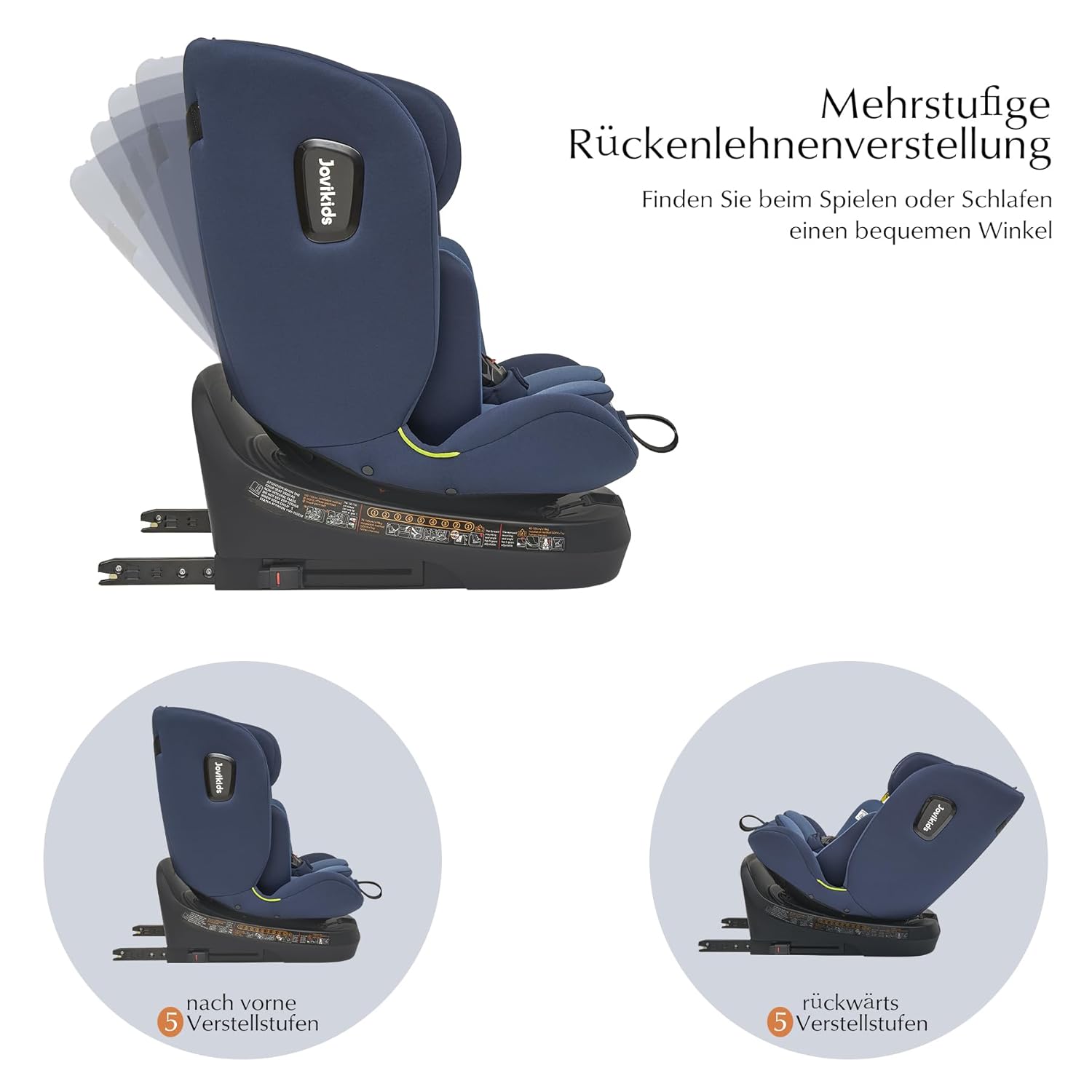 Jovikids 360° Drehbar Kindersitz mit ISOFIX und Ruheposition, i-Size(ECE R129) 40-150cm(0-36kg) Reboarder Baby Autositz, ab Geburt -12 Jahre (schwarz)