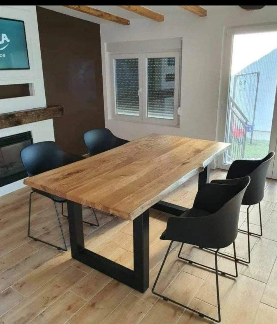 Serie MAXIM | Baumkantentisch - Eiche - inkl. Tischbein U-Form - versch. Gren und Farben | Lnge: 160 - 300 cm | Breite: 90 -100 cm