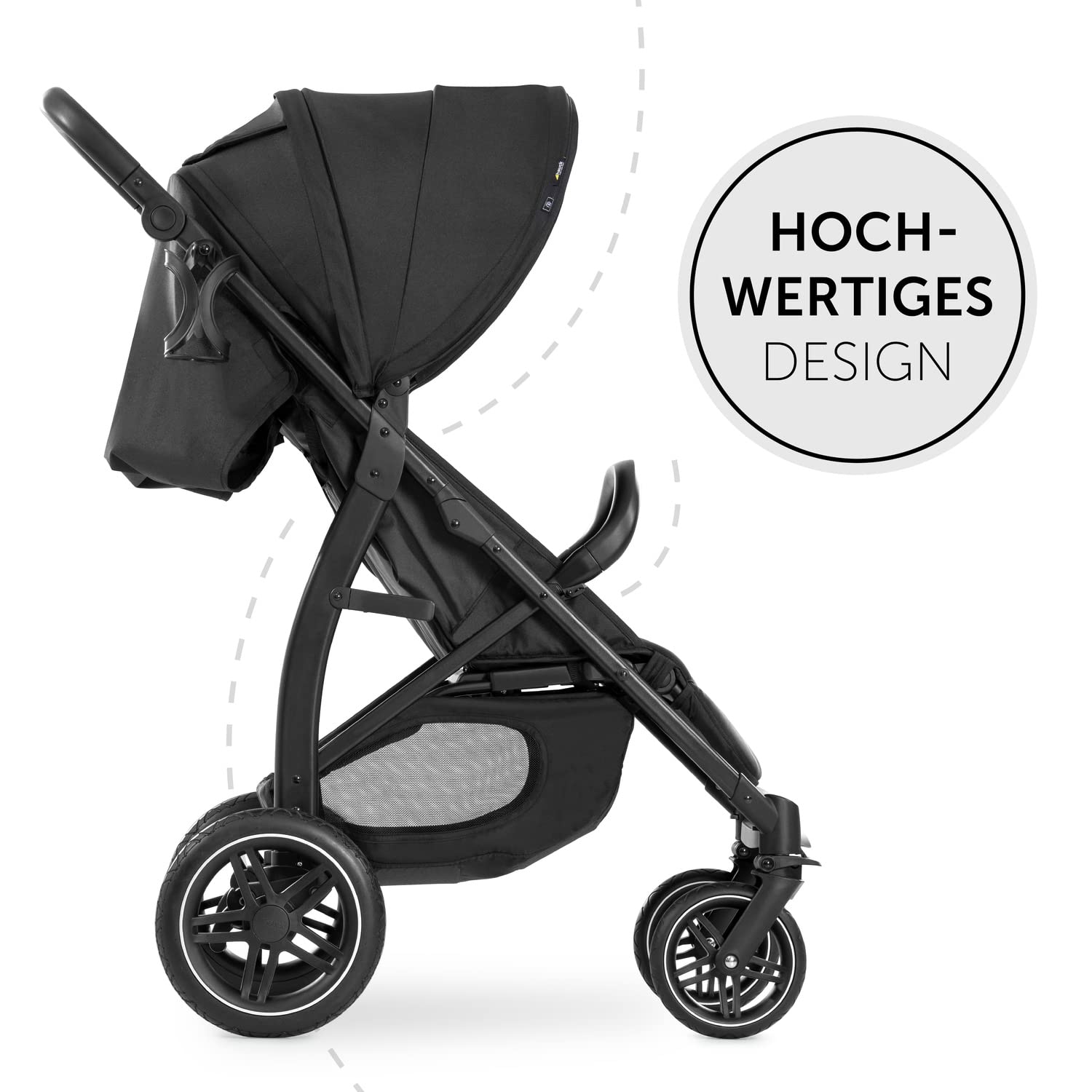 hauck Buggy Rapid 4D für Kinder ab Geburt bis 22 kg mit Liegefunktion, Gummireifen, Getränkehalter, UPF 50+, Klein Zusammenklappbar, XL Korb bis 3 kg (Black)