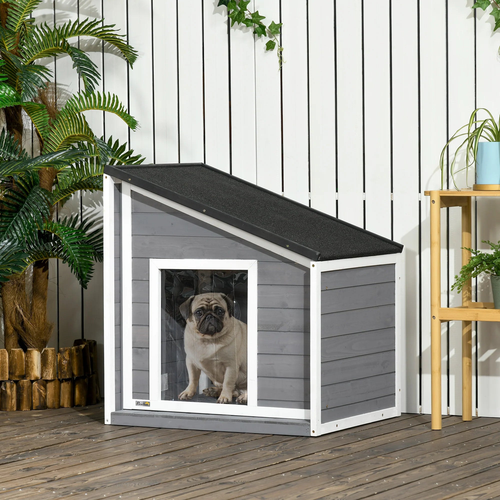 PawHut Cuccia per cani da esterno, tetto apribile, resistente alle intemperie, legno di abete