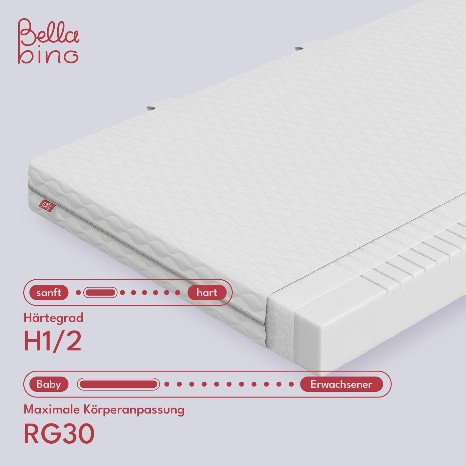 Bellabino Lettino per bambini Bia 140x200 cm, letto a capanna per bambini con protezione anticaduta e rete a doghe arrotolabile, letto a terra Montessori bianco in legno massello di pino