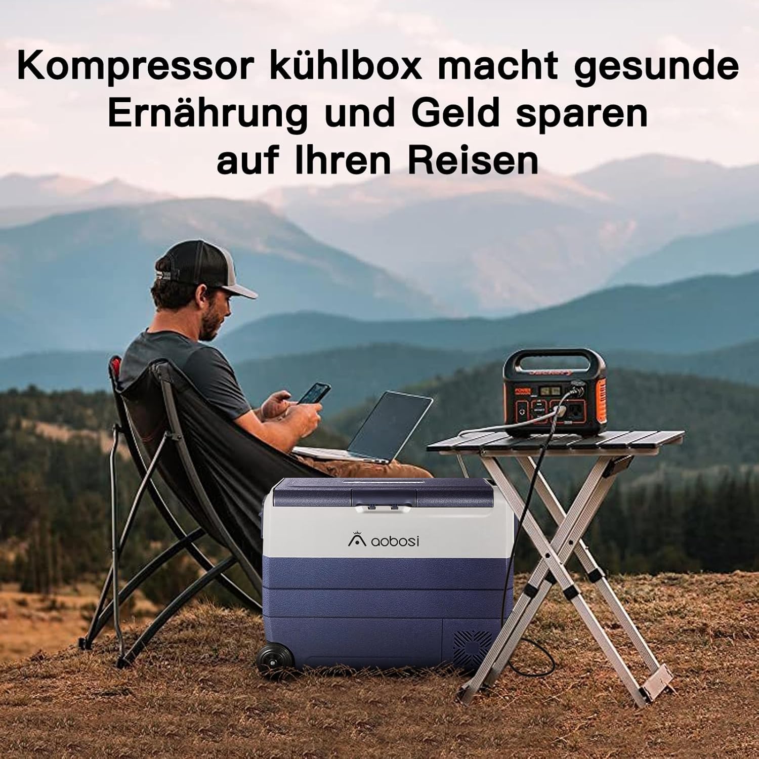 AAOBOSI Frigo Box a Compressore 36 L, Frigo Portatile per Auto con Controllo App WiFi, 12/24 V e 100-240 V, fino a -20 °C per Auto, Camion, Barca, Camper, Campeggio, Doppia Zona