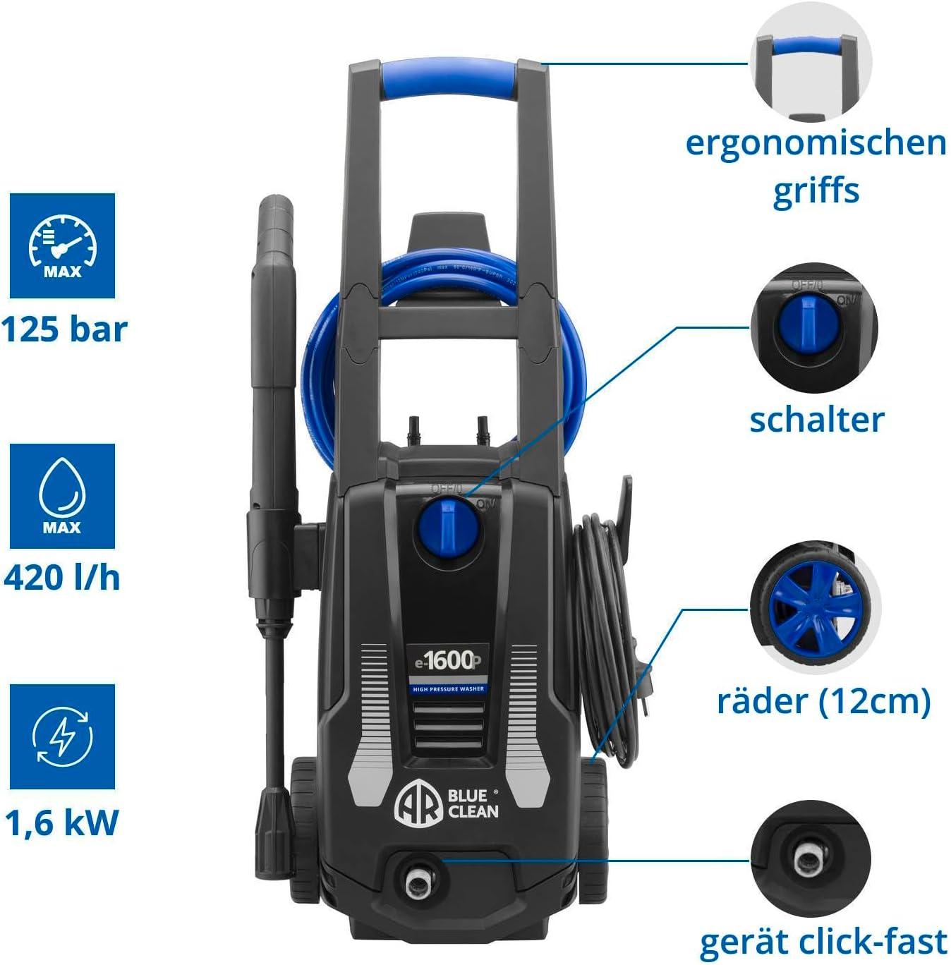 Idropulitrice AR Blue Clean e-4 TWINFLOW con sistema Dualtech (2500 W, 150 bar, 810 l/h)