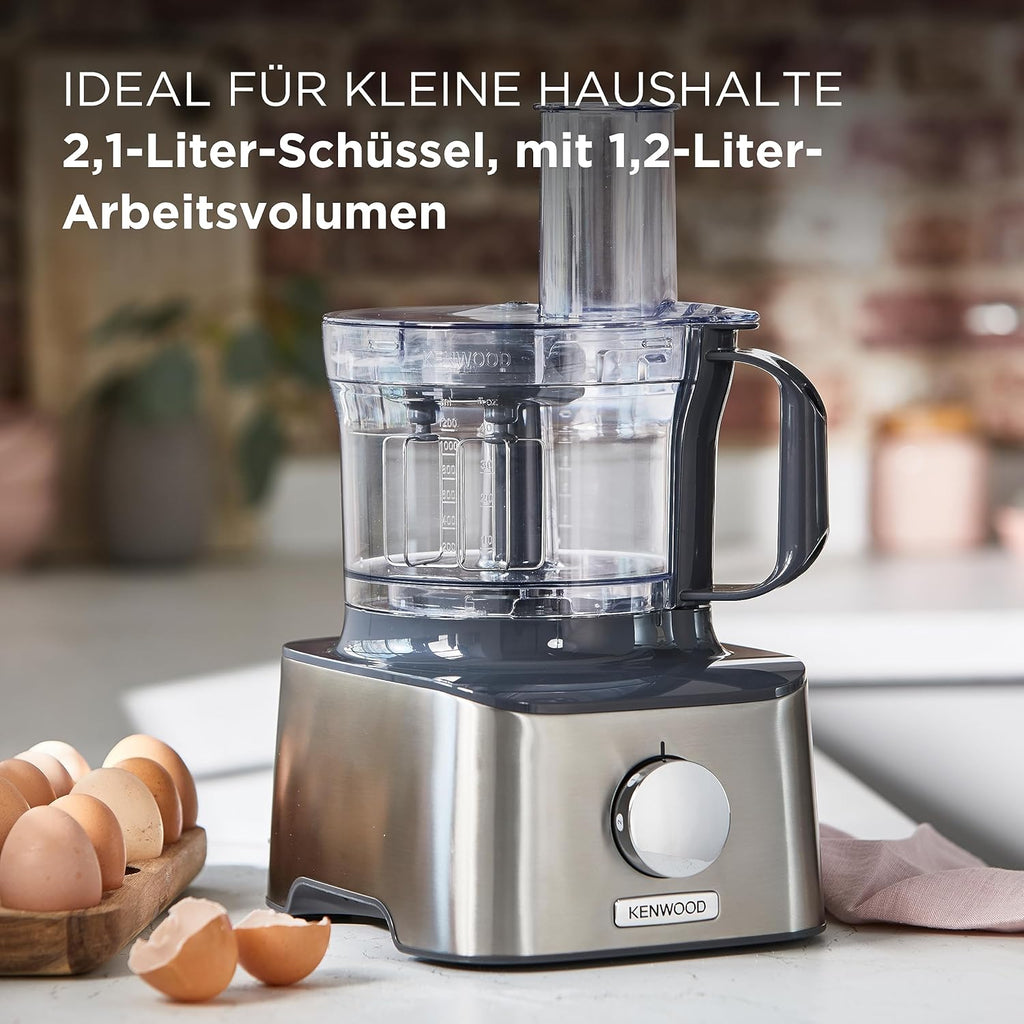 Kenwood MultiPro OneTouch FDM73.480SS – 2-in-1 Kompakt-Küchenmaschine & Mixer, 6 Zubehörteile, 6 Automatikprogramme, Variable Geschwindigkeit & Pulse-Funktion, Integrierte Waage, 1000 W, Silber