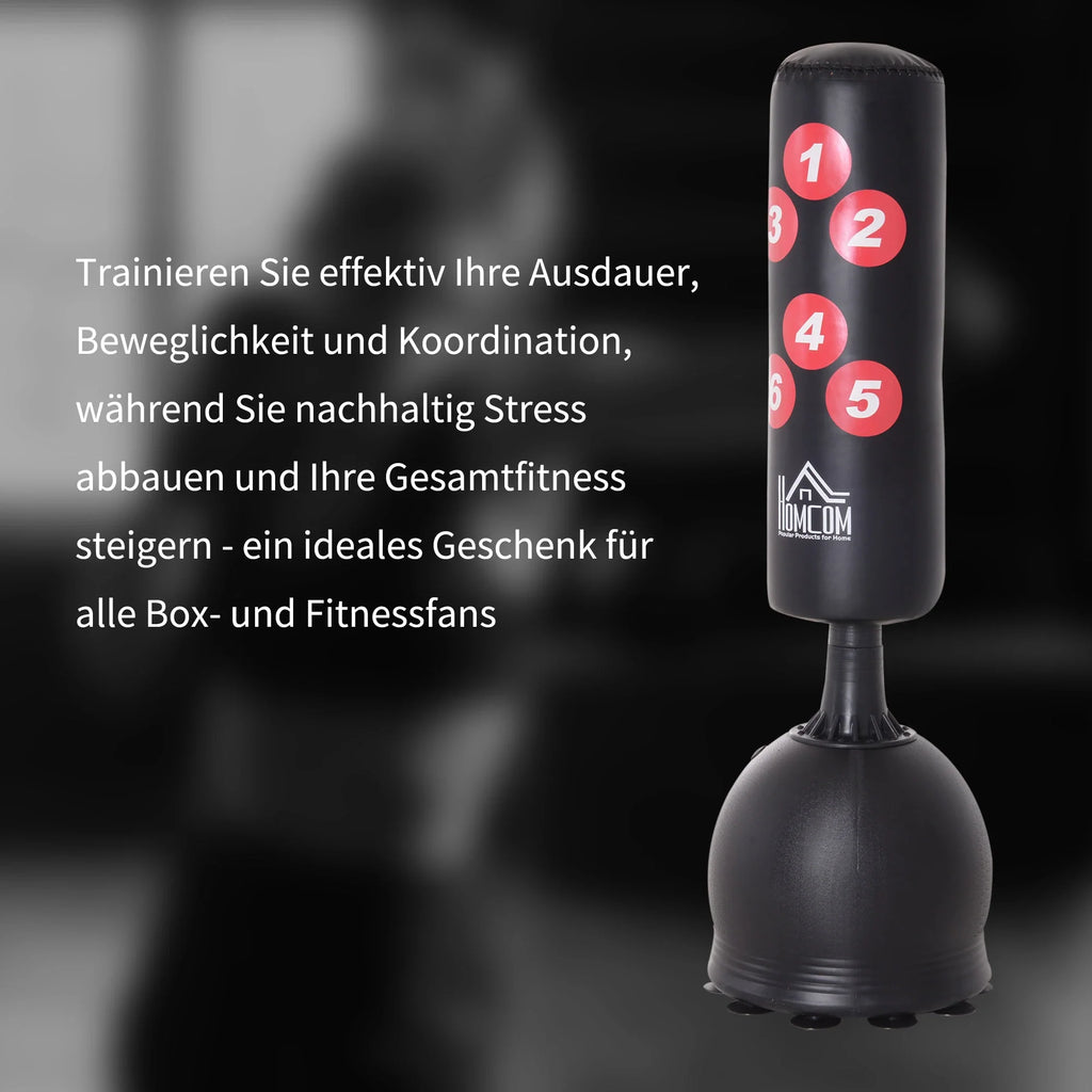 HOMCOM Sacco da boxe autoportante con ventose e sistema reflex