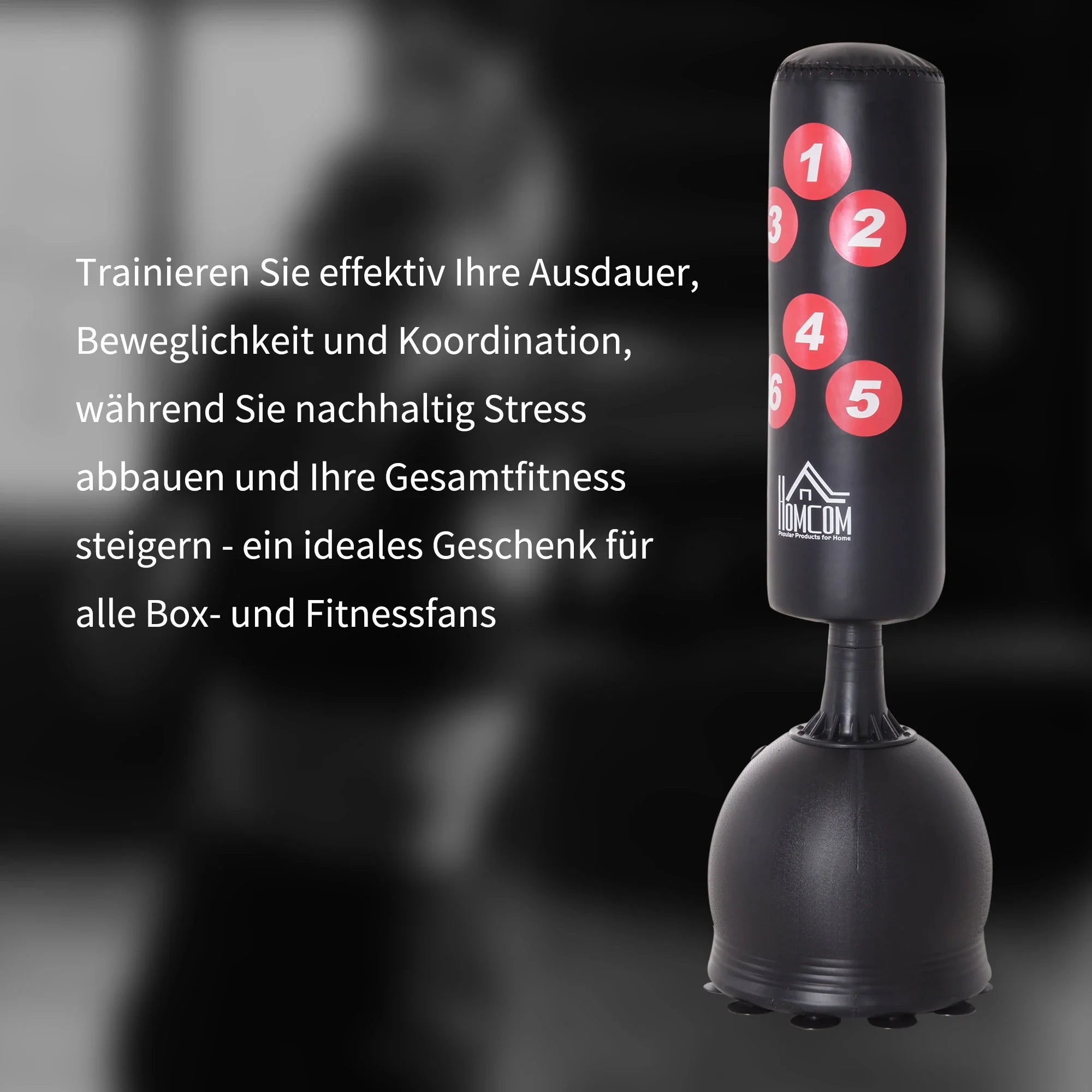 HOMCOM Sacco da boxe autoportante con ventose e sistema reflex
