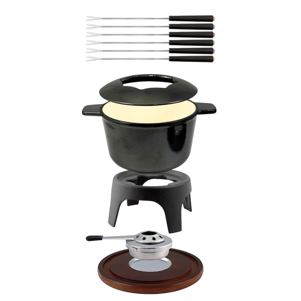 Swissmar F66705 Sierra Set Fondue 11 Pezzi, Ghisa/Acciaio Inossidabile, Rosso Ciliegia, 1.6L, Set Fondue per Carne, Formaggio e Cioccolato, per 4 Persone, Confezione Regalo