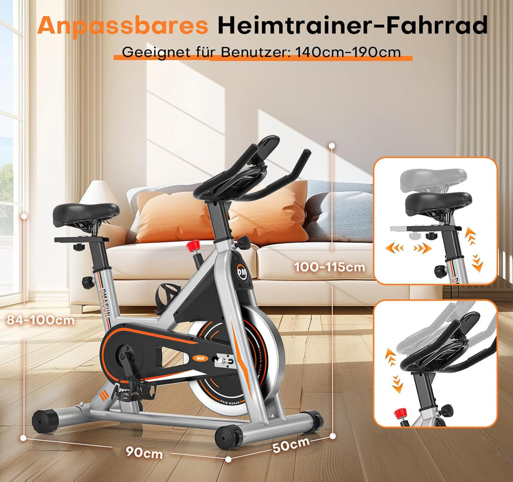 Neuestes Heimtrainer Fahrrad mit Magnetischem Widerstand, DMASUN Leises Ergometer Heimtrainer, Hometrainer Fahrrad mit LCD-Display, Tablet-Halterung, Bequeme Sitze & Sitzbezug, Fitnessbike Bis 160kg