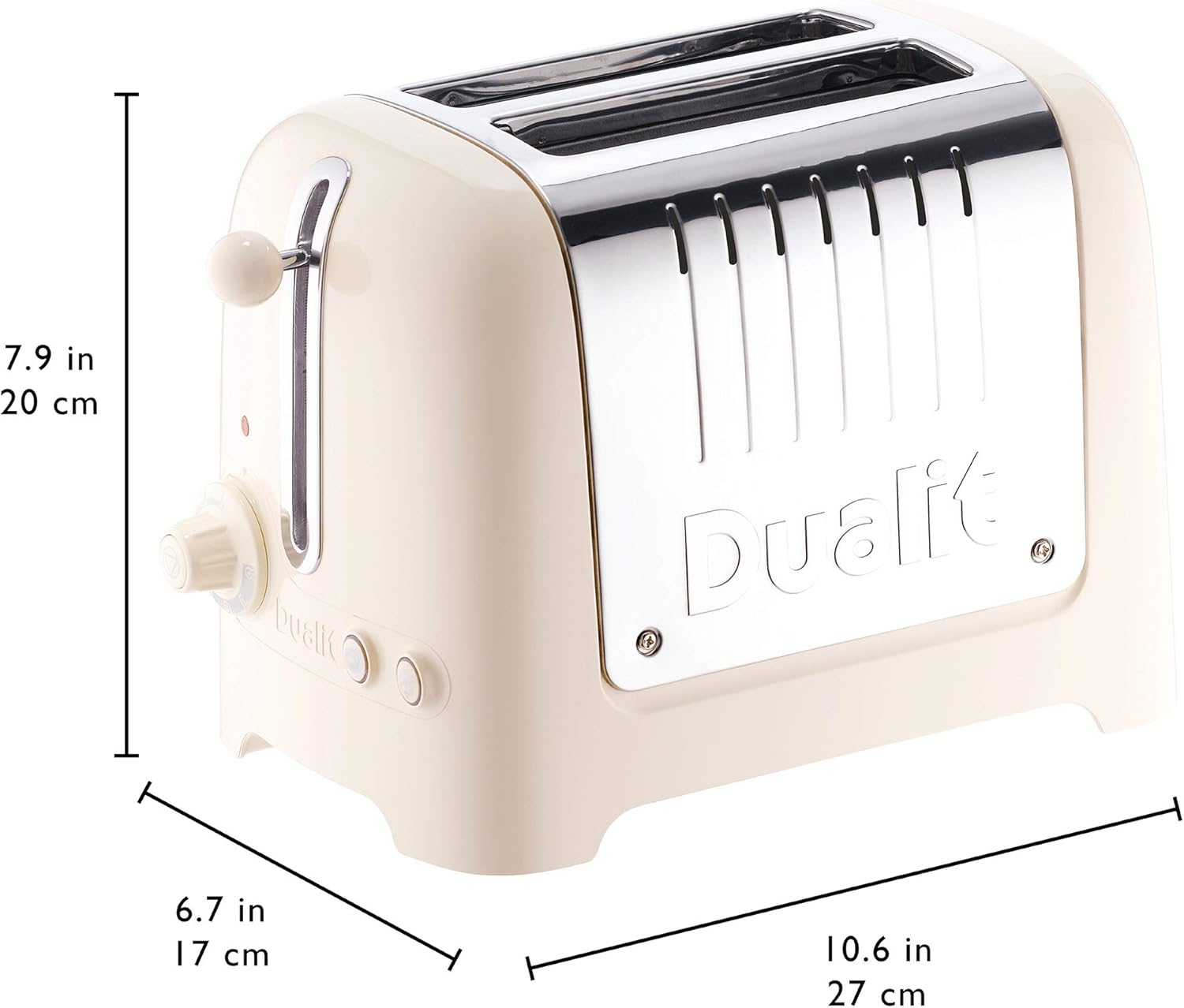Tostapane Dualit Lite a 2 Fette - 1,1kW Tosta 60 Fette di Pane Tostato All'ora - Lucido con Bordo in Bianco Canvas - Funzione Bagel e Scongelamento - Tostapane Bianco Canvas con Fessure Larghe 36mm