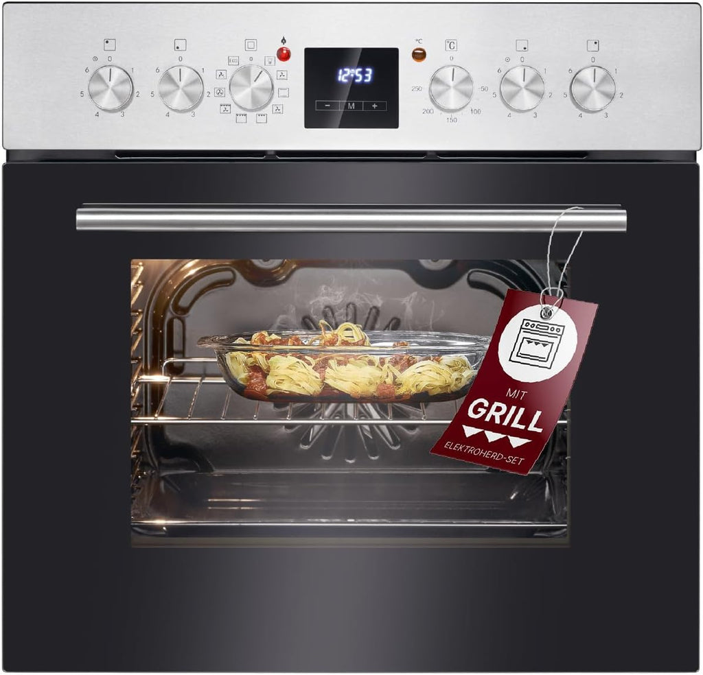 Bomann Set Forno Elettrico | Forno Incasso con Piano Cottura in Vetroceramica | Piano Cottura con 4 Zone di Cottura | Forno da Incasso con Capacità 56l | 9 Funzioni Forno | Piano Cottura in Vetroceramica con Zona Arrosto | EHBC 7936 IX