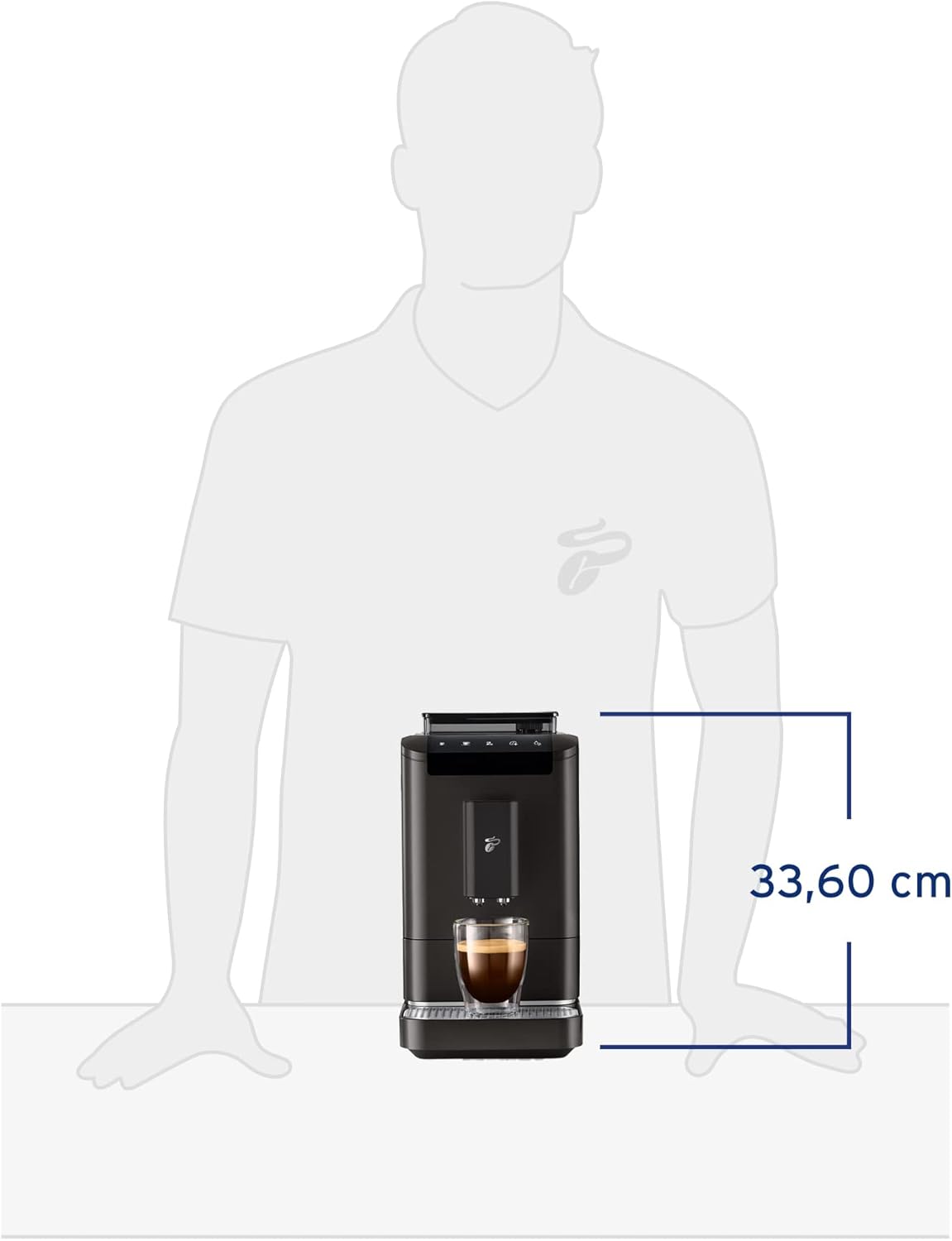 Tchibo Macchina da caffè automatica Esperto2 Caffè con funzione 2 tazze per Caffè Crema ed Espresso, Nero Granito - INCLUSO set di prova caffè GRATUITO