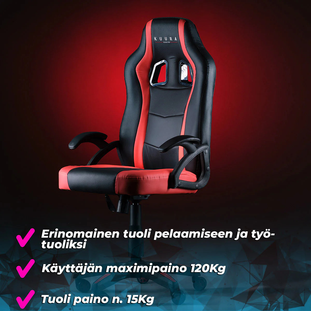 Kuura Gaming Sedia Gaming Gamer, Nero-rosso
