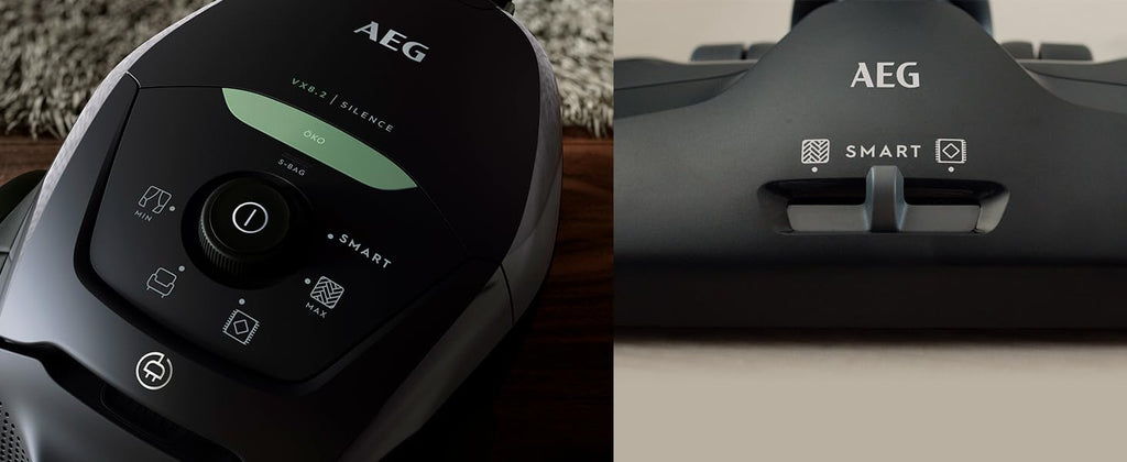 AEG VX82-1-KO Aspirapolvere / 75% materiale riciclato / regolazione automatica della potenza di aspirazione / estremamente silenzioso anche su tappeti / raccoglie particelle grandi + piccole / cavo lungo / 600W / nero