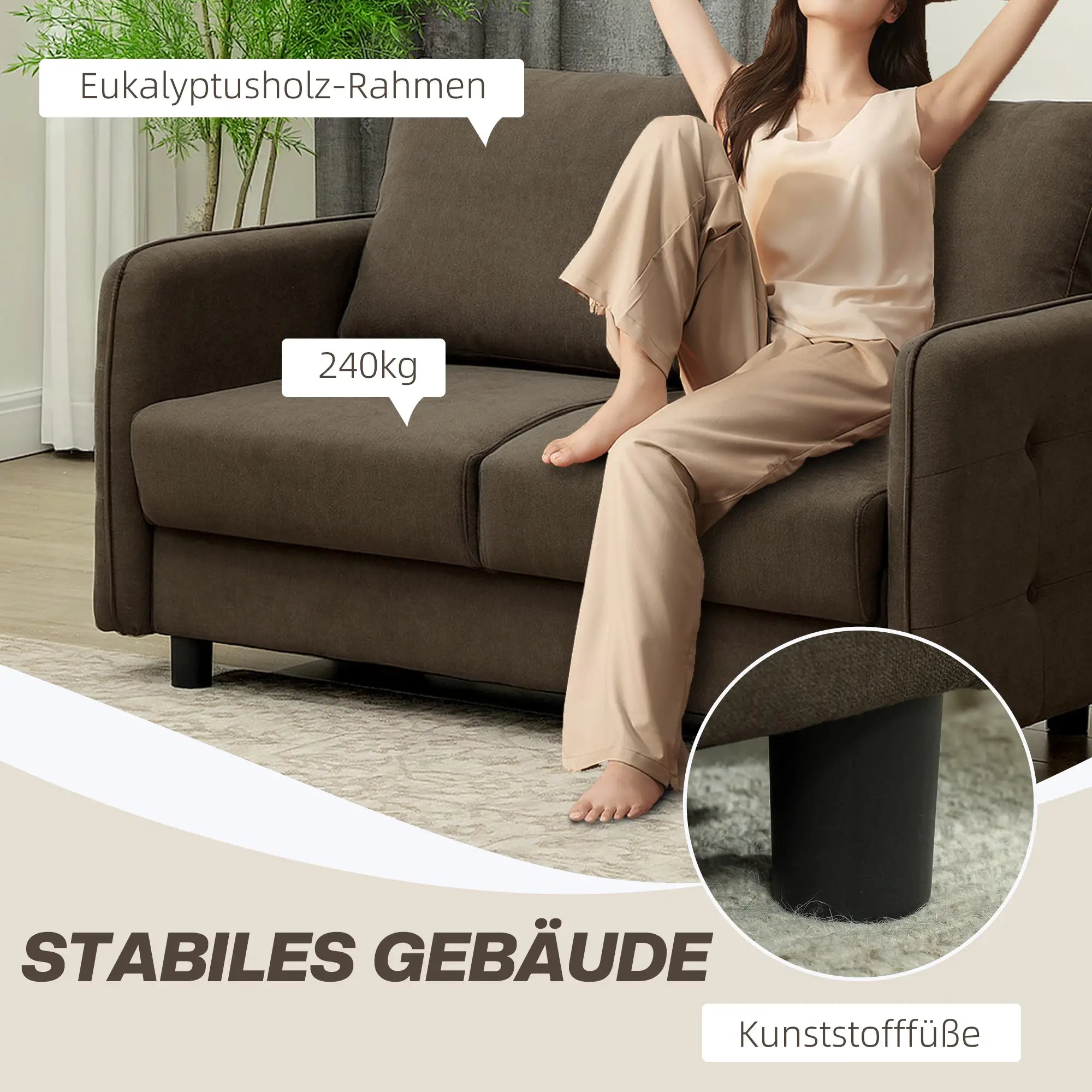 Divanetto 2 Posti HOMCOM con Contenitore e Rivestimento Effetto Velluto, Marrone