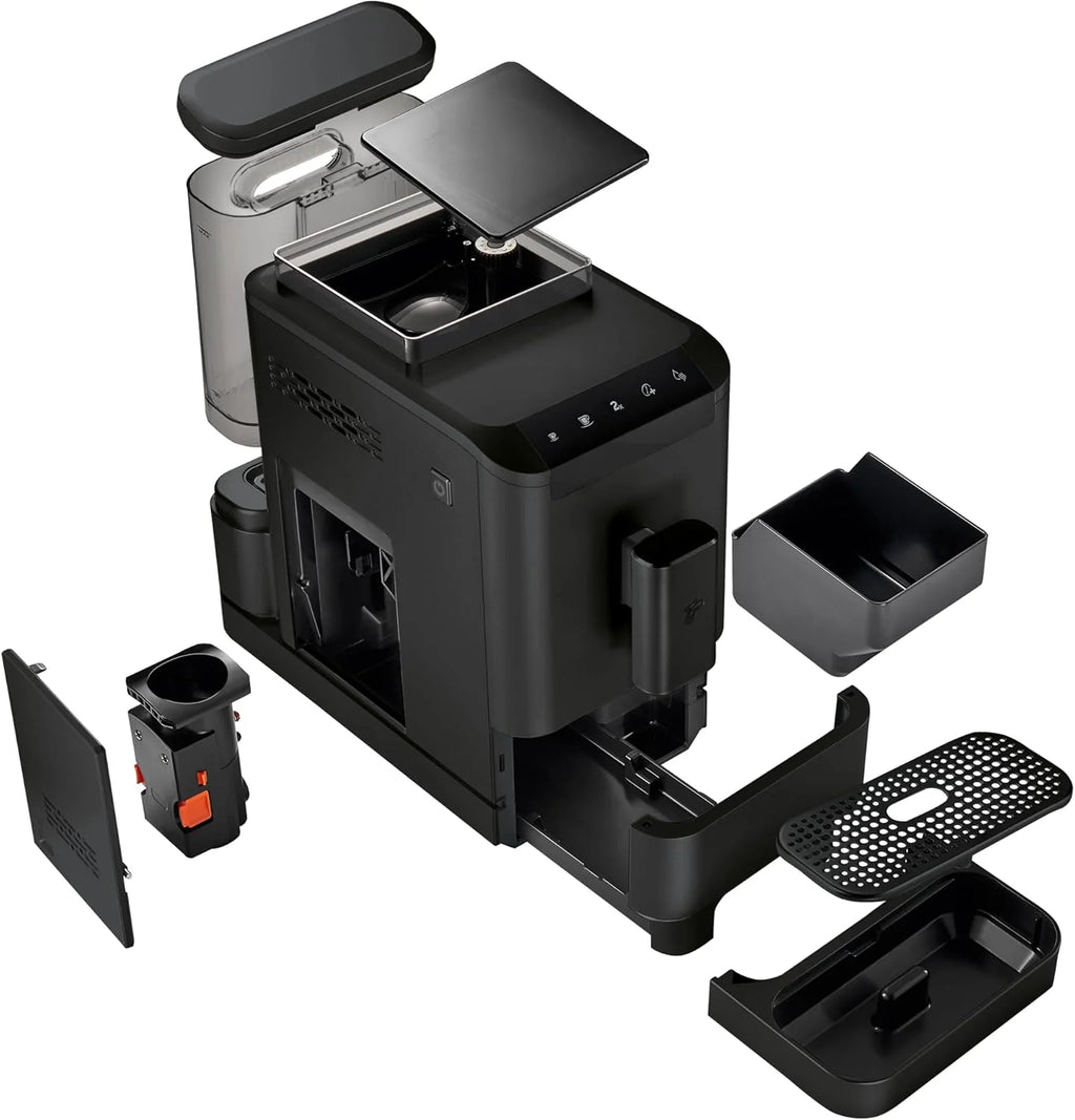 Tchibo Macchina da Caffè Automatica Esperto2 Caffè con Funzione 2 Tazze per Caffè Crema ed Espresso, Nero Granito - INCLUSO set di prova caffè GRATUITO