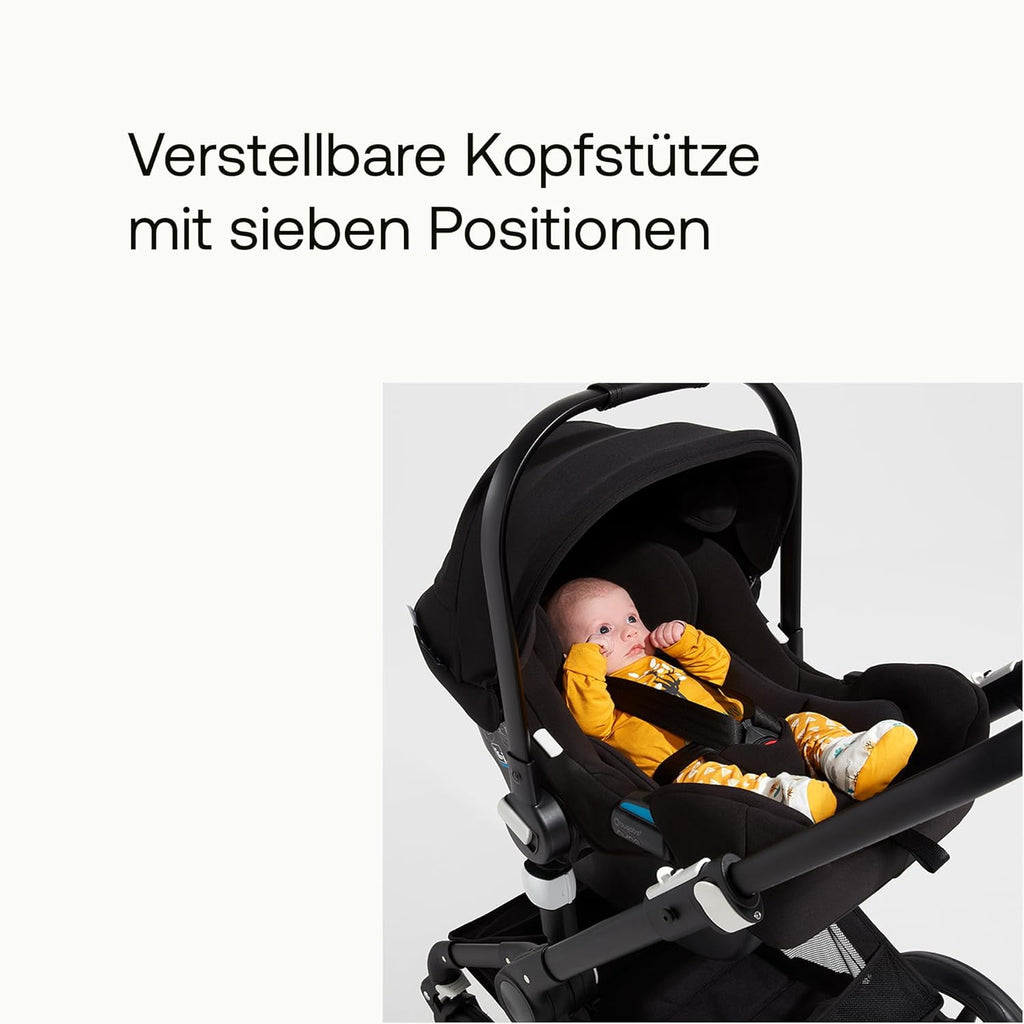Bugaboo Turtle Air by Nuna, seggiolino auto confortevole per neonati e bambini piccoli, ultraleggero, sicuro e pratico, con capottina parasole e finestrella, nero