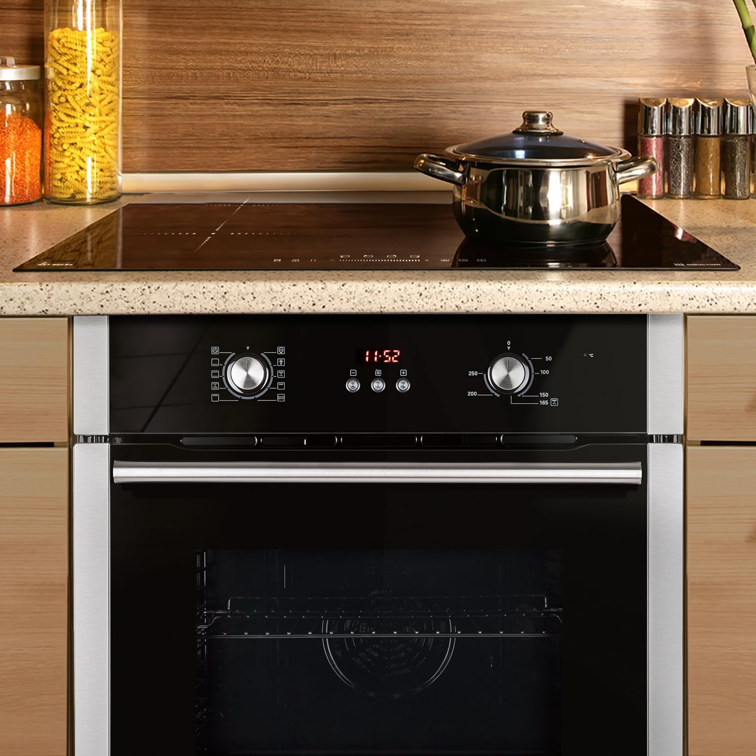 KKT KOLBE Autarkes Herdset | 60cm Einbaubackofen BO8805SS | 59cm Induktionskochfeld IH85900RL | Grill | Heißluft | Automatik-Timer | 2-fach Wärmeschutzverglasung | Kindersicherung | SET8805IH859RL