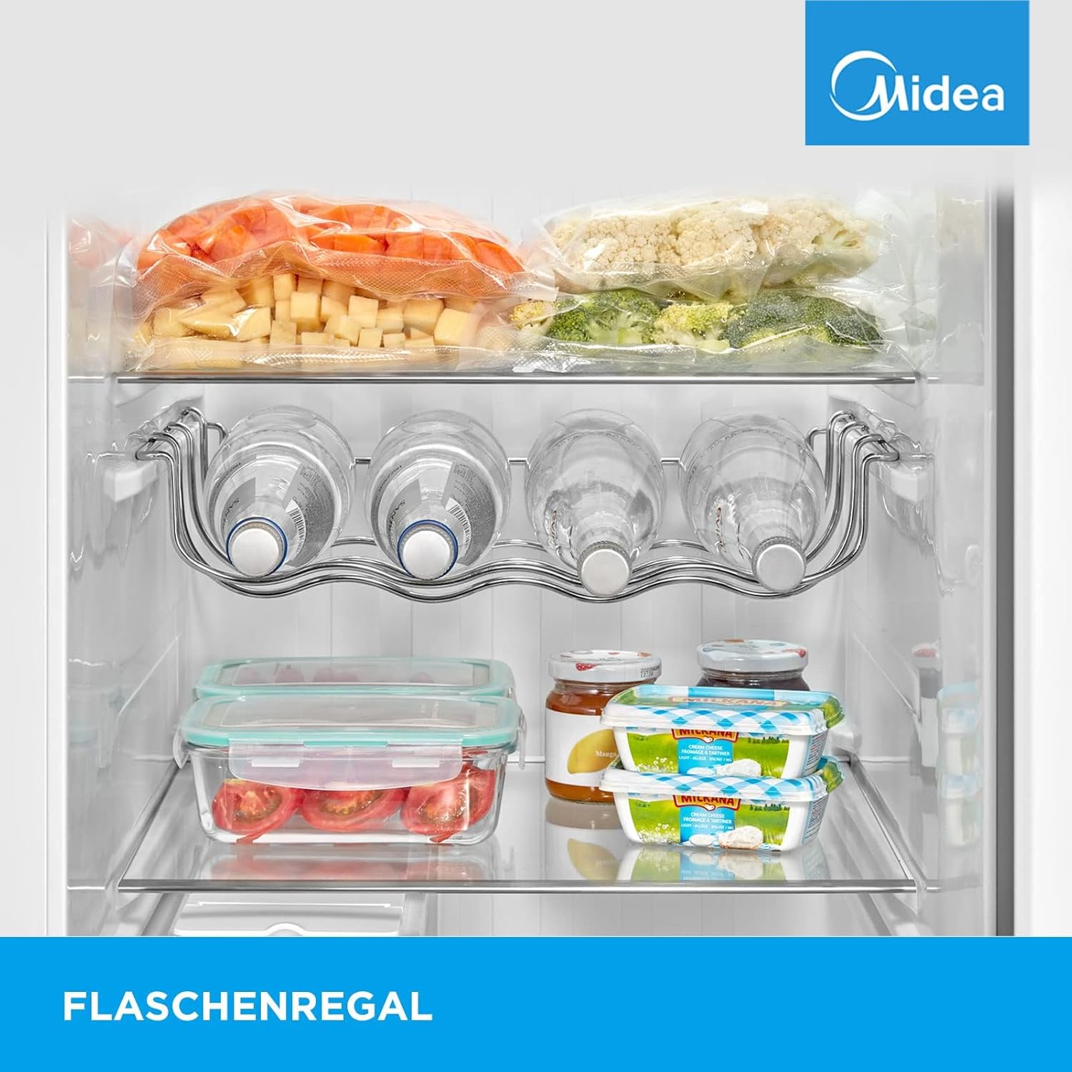 Midea KS-DDX 6.32 WT Frigorifero Side-by-Side con Congelatore/Altezza 178,8 cm/254 kWh/anno/No Frost/Compressore Dual Inverter/con Distributore di Acqua e Ghiaccio 3-in-1 e Serbatoio d'Acqua, Inox Scuro