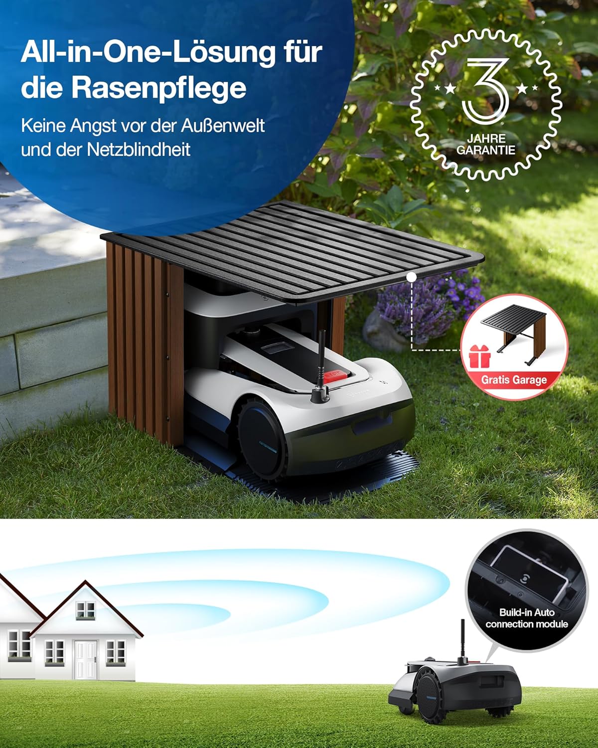 ECOVACS GOAT G1-800 Robot rasaerba senza cavo perimetrale 800㎡, robot tosaerba con localizzazione multifusione TrueMapping, evitamento ostacoli, gestione a 16 zone, pendenza del 45%, videomanager