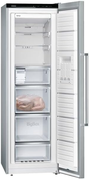 Siemens GS54NAWCV iQ500 Congelatore verticale, 176 x 70 cm, 327 L, NoFrost mai più sbrinamento, bigBox spazio per alimenti di grandi dimensioni, varioZone ripiani e cassetti flessibili in vetro, Bianco
