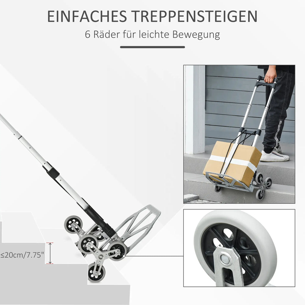 Carrello Saliscale Pieghevole Durhand 6 Ruote Alluminio