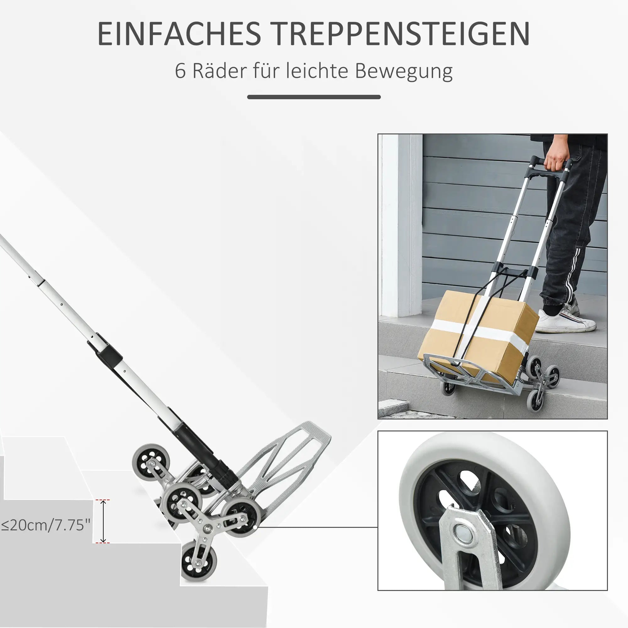 Carrello Saliscale Pieghevole Durhand 6 Ruote Alluminio