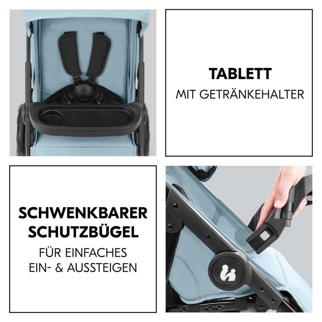 hauck Set Trio 3in1 Shop N Care con Passeggino, Navicella, Seggiolino Auto dalla nascita fino a 22 kg, Chiusura Compatta, Reclinabile, Portabicchieri & Vassoio, Protezione UV 50+ (Grey)
