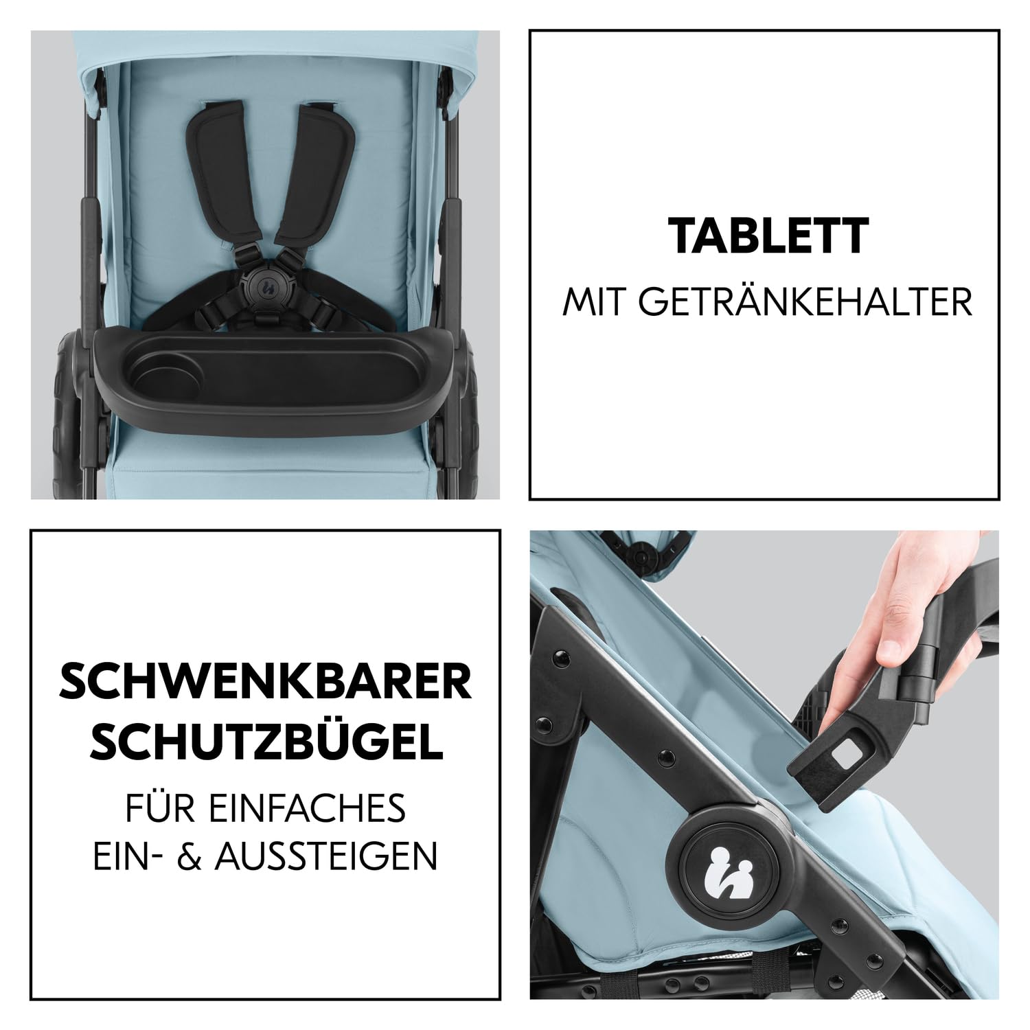 hauck Set Trio 3in1 Shop N Care con Passeggino, Navicella, Seggiolino Auto dalla nascita fino a 22 kg, Chiusura Compatta, Reclinabile, Portabicchieri & Vassoio, Protezione UV 50+ (Grey)