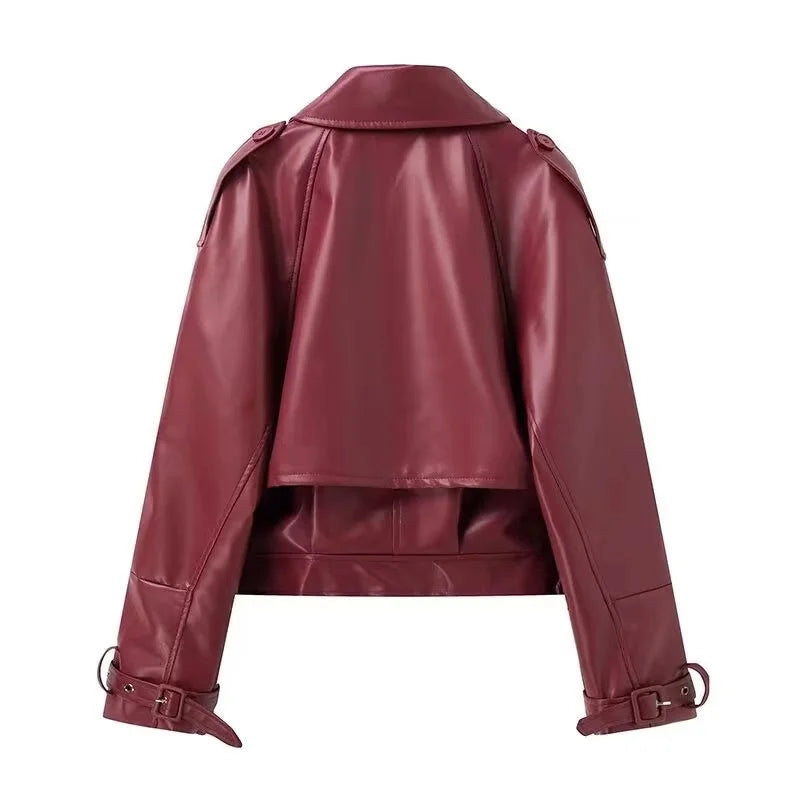 Giacca Oversize in Pelle Borgogna - Elegante e Audace