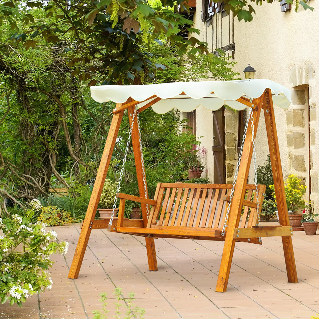 Dondolo da giardino Outsunny a 2 posti con tettoia in larice