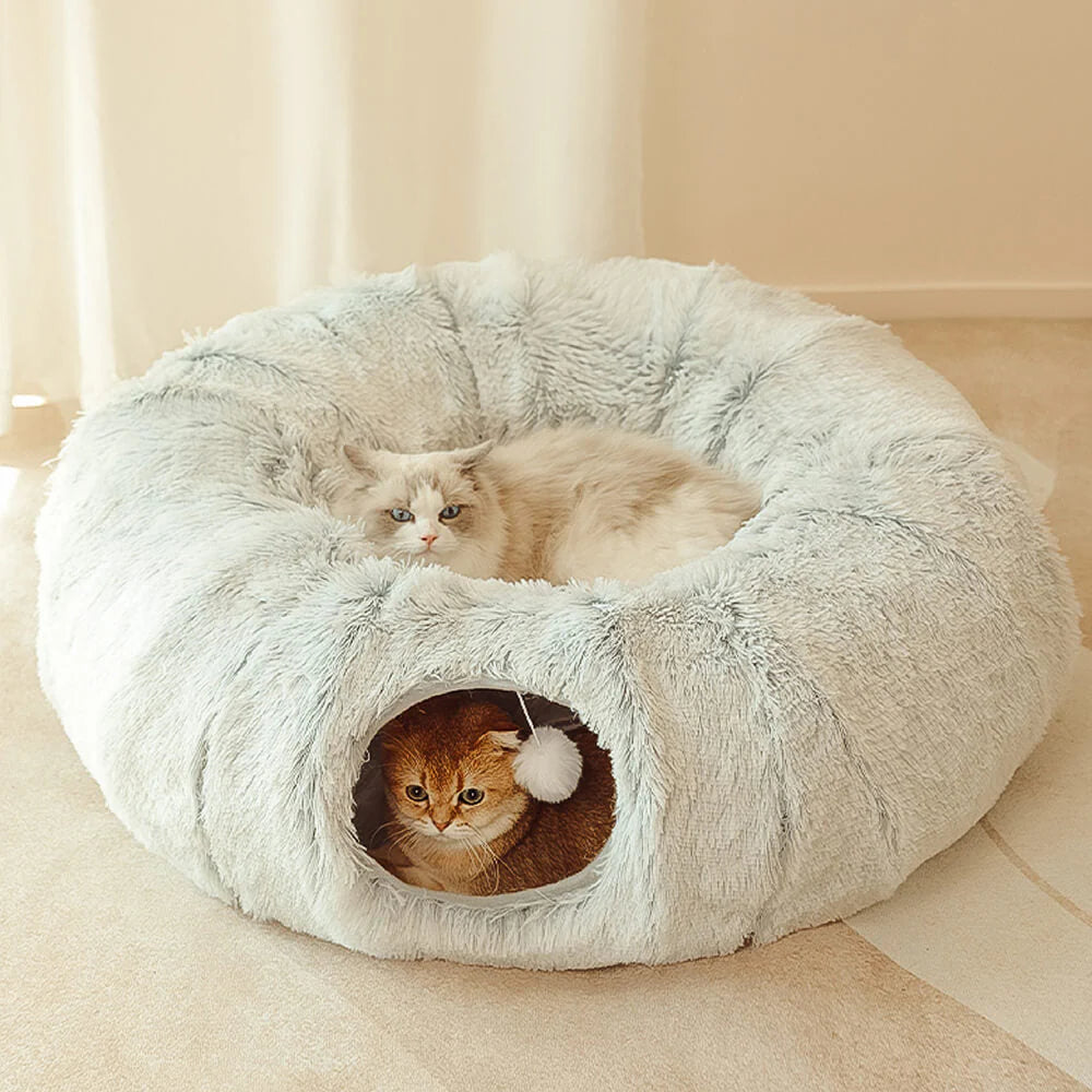 FelineKomfort – Klappbares Tunnelbett für Schlafen und Spielen