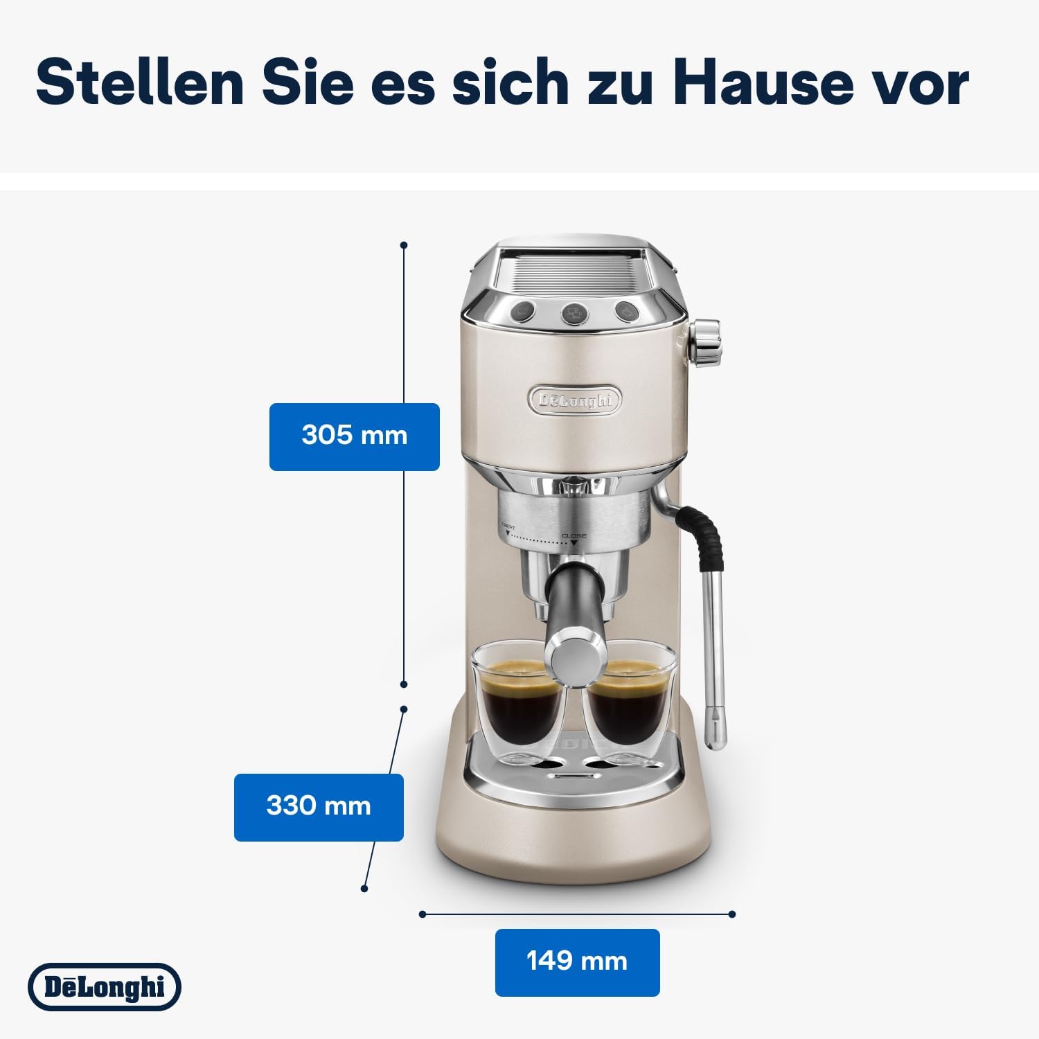 De'Longhi Dedica Style EC 685.M – Macchina da caffè espresso con portafiltro, con montalatte professionale, larga solo 15 cm, per caffè in polvere o cialde ESE, serbatoio dell'acqua da 1 l, argento