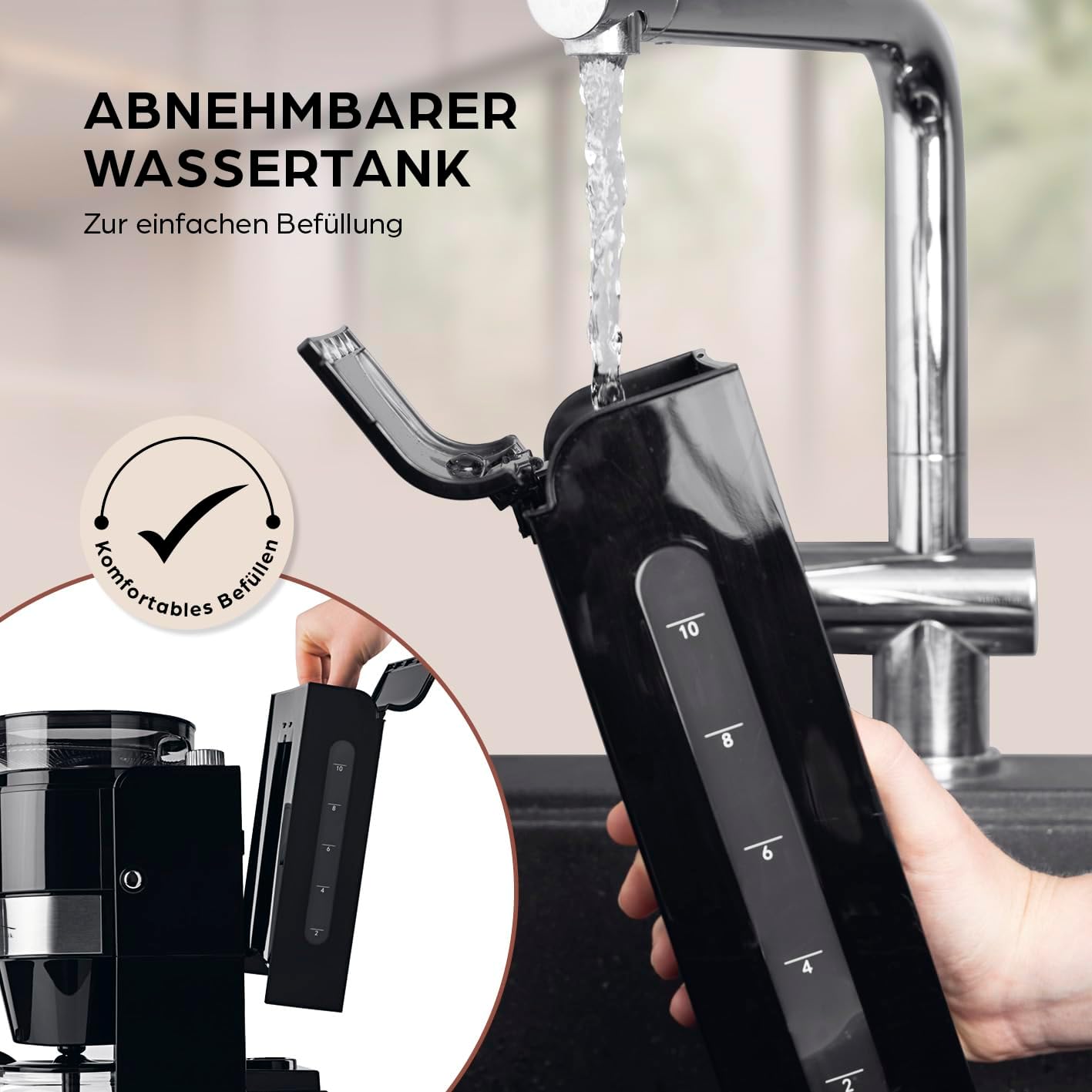 Barista Kaffeemaschine mit Mahlwerk | Filterkaffeemaschine mit Glaskanne | 900W Filtermaschine mit Touchdisplay & Timerfunktion für bis zu 10 Tassen | 1,25 Liter Kaffeekanne | Für Bohnen & Pulver