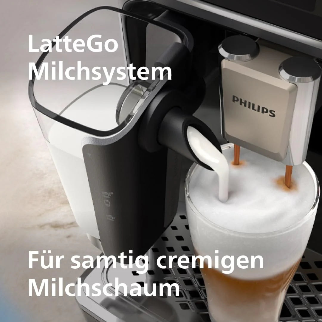 Philips Serie 5500 Macchina da Caffè Automatica – Sistema Lattiera LatteGo, 20 Bevande Calde e Fredde, 40% più Silenziosa con SilentBrew, QuickStart, Grigio (EP5544/50)
