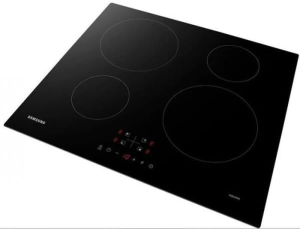 Samsung NZ64M3NM1BB Piano Cottura a Induzione Autonomo, Piastra in Vetroceramica da 60 cm, Senza Cornice, 4 Zone di Cottura con Controllo Touch, 9 Livelli di Potenza, 4 Booster, Sicurezza Bambini, Nero