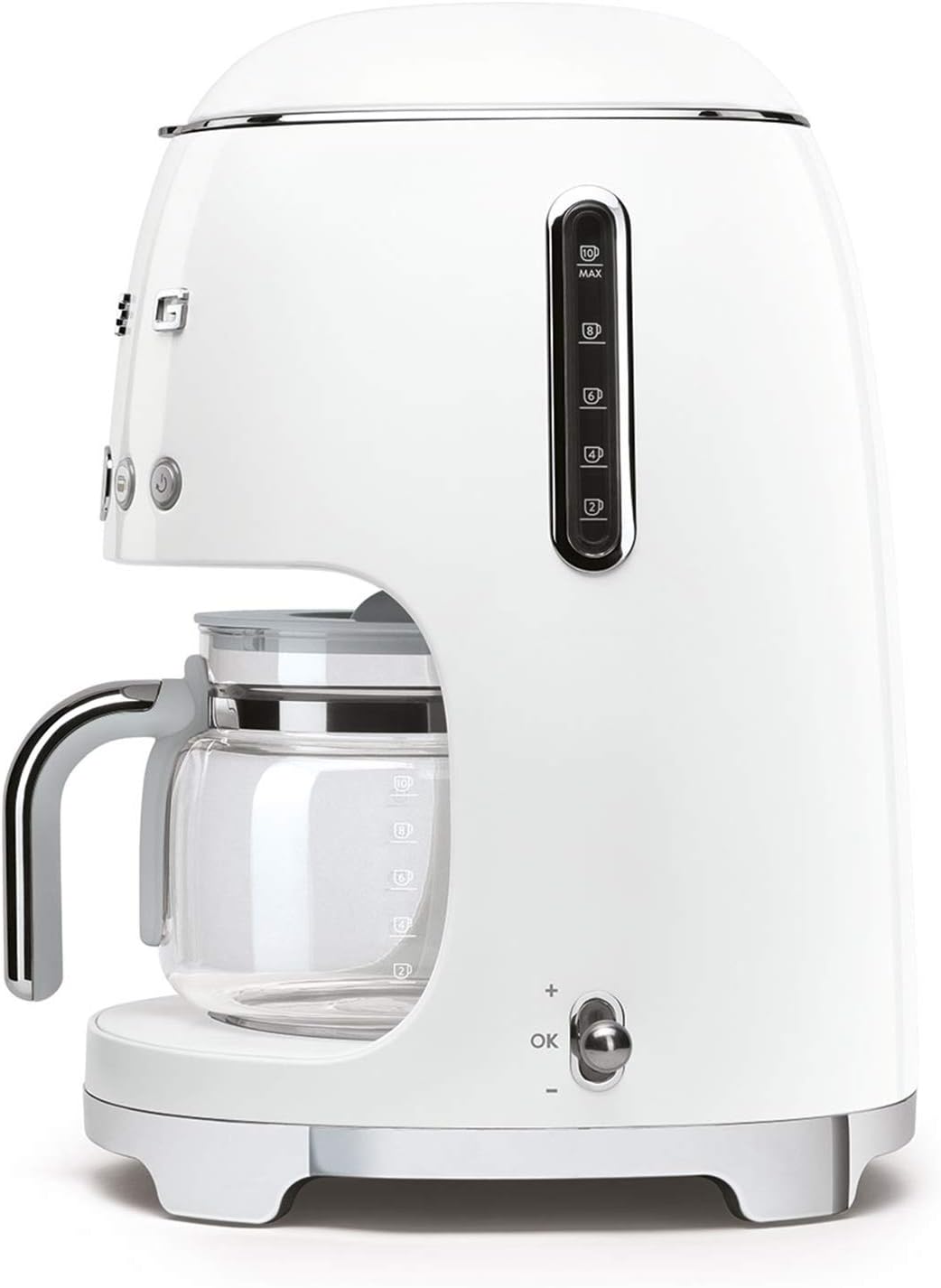Smeg, DCF02BLMEU, Macchina da caffè con filtro, Funzione aroma e avvio automatico, Caraffa in vetro fino a 12 tazze, 2 livelli di intensità, Funzione di mantenimento del calore, 1050W, Nero opaco