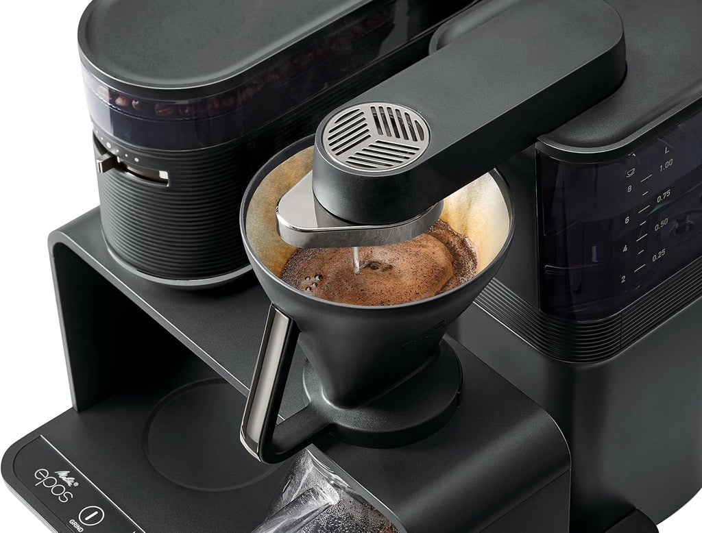 Melitta EPOS Macchina da caffè con macinacaffè, nero-argento