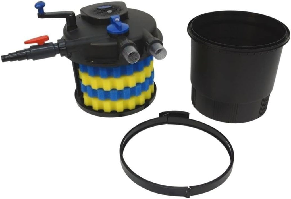 Filtro per laghetto a pressione AquaOne CPF-20000 | Filtro per laghetto fino a 40.000 litri | Filtro biologico per laghetto con sterilizzatore UVC da 36 Watt e pulizia a manovella | Acqua limpida senza alghe in sospensione