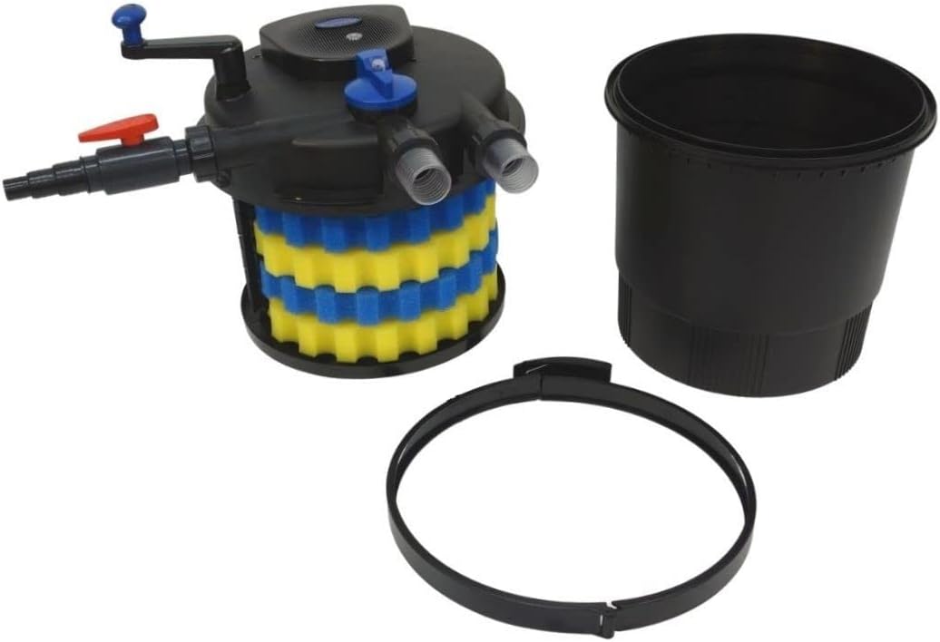 Filtro per laghetto a pressione AquaOne CPF-20000 | Filtro per laghetto fino a 40.000 litri | Filtro biologico per laghetto con sterilizzatore UVC da 36 Watt e pulizia a manovella | Acqua limpida senza alghe in sospensione