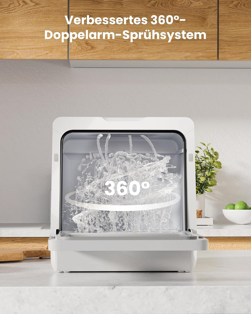 HAVA 2025 NUOVA lavastoviglie da tavolo con addolcitore d'acqua e maggiore efficienza energetica, lavastoviglie con 8 programmi, sicurezza bambini e avvio ritardato, nessuna installazione richiesta