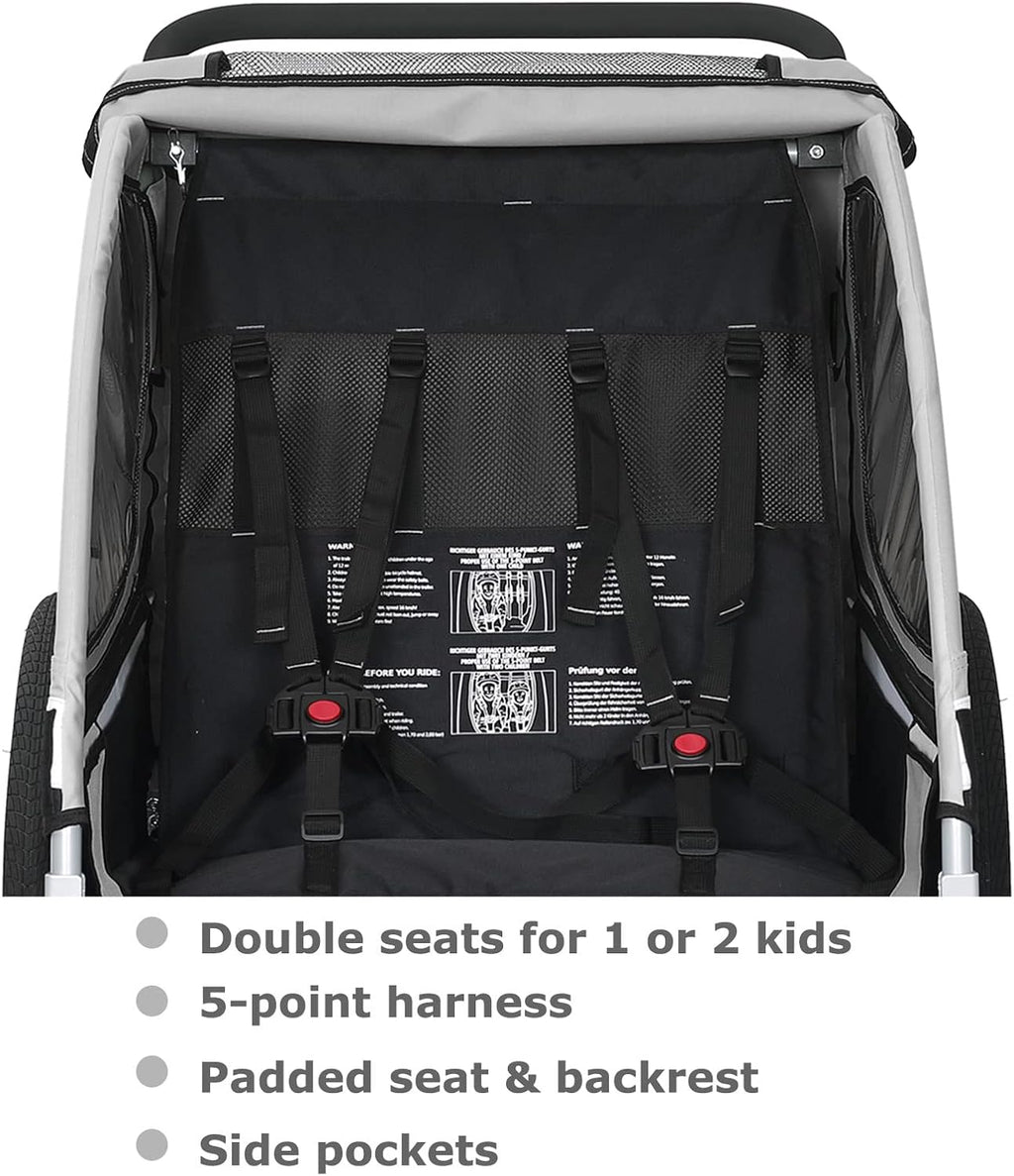 Tiggo S2 Rimorchio per Bambini con Sospensioni Jogger 2 in 1 Passeggino Bicicletta Rimorchio Girevole a 360°