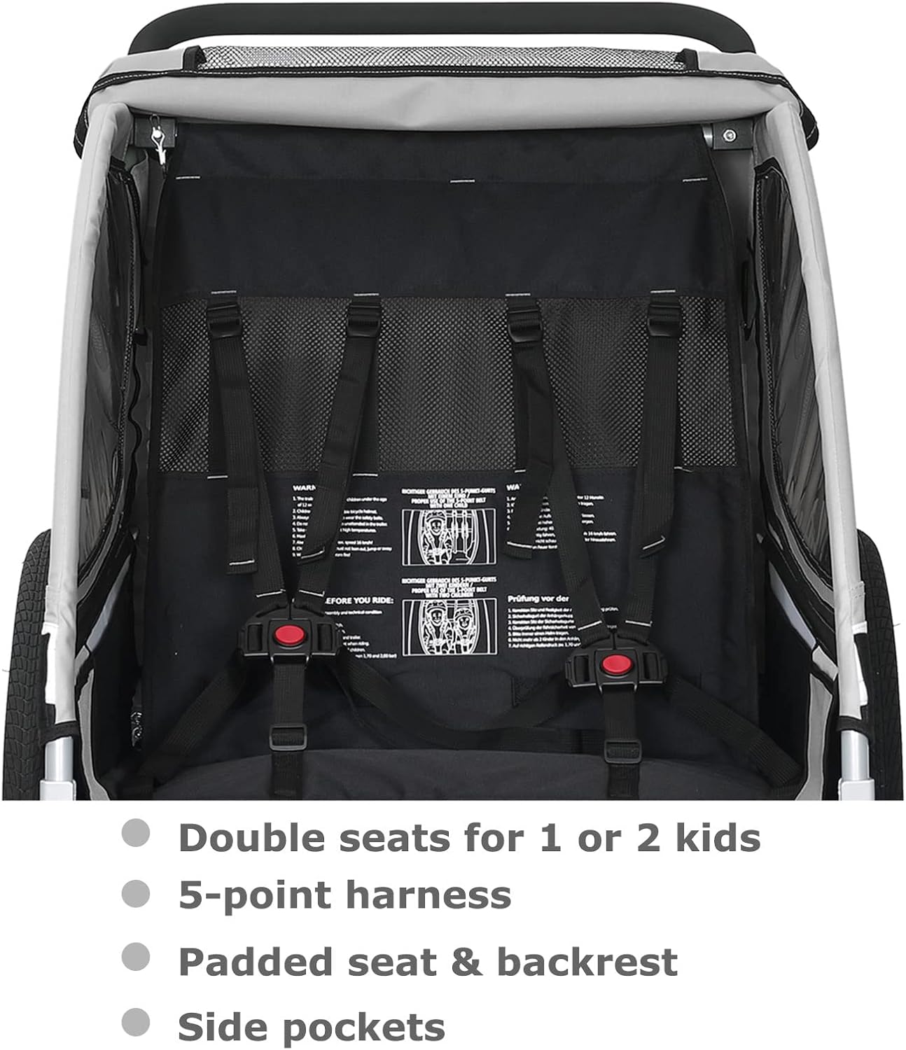 Tiggo S2 Rimorchio per Bambini con Sospensioni Jogger 2 in 1 Passeggino Bicicletta Rimorchio Girevole a 360°