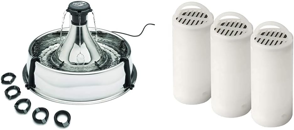 PetSafe Drinkwell 360 Fontana per Cani e Gatti, Fontana per Gatti da 3,8 Litri, Fontana in Acciaio Inossidabile e Filtro a Carbone Attivo per Fontana Drinkwell 360, Filtro di Ricambio per PetSafe, Confezione da 3